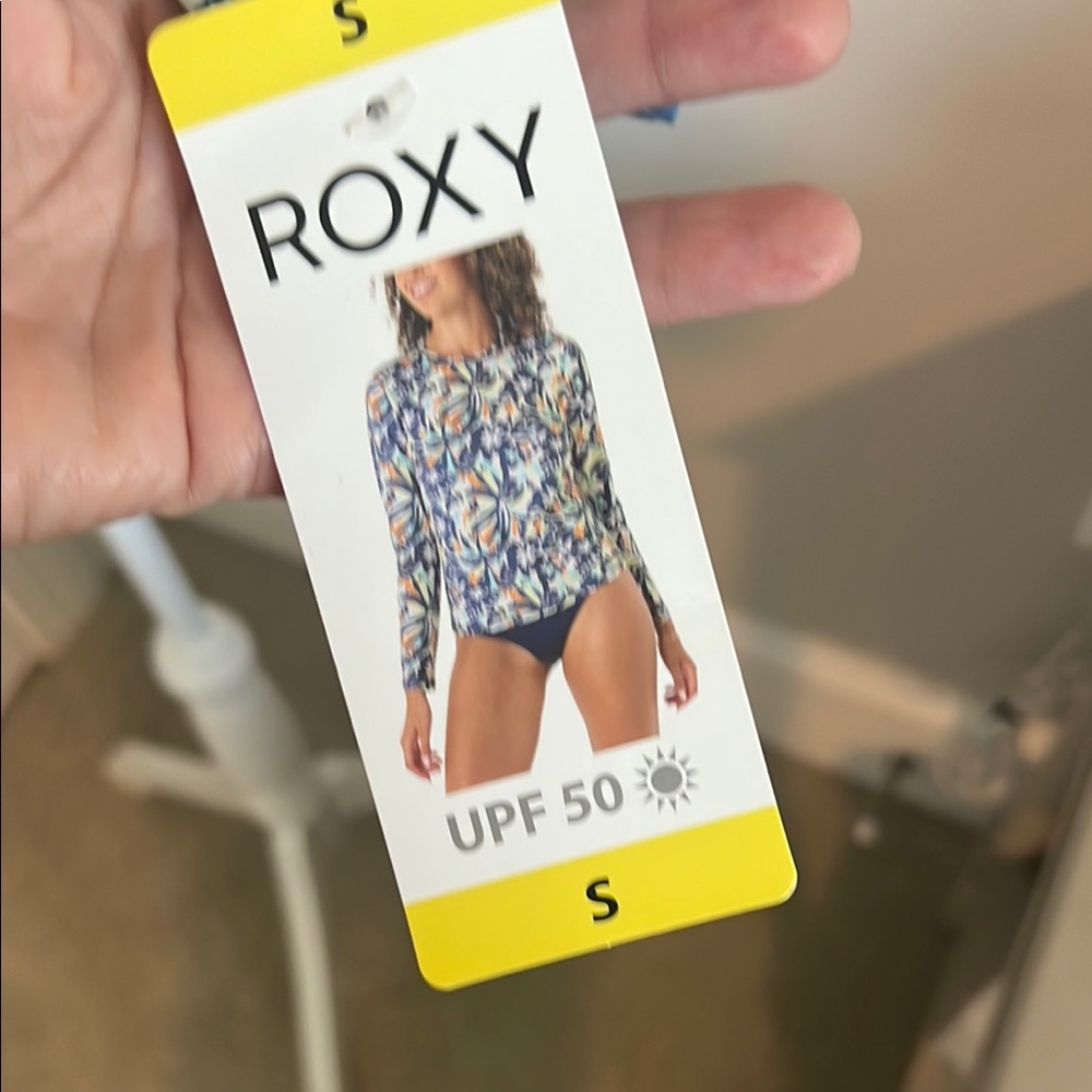 White and Blue ROXY swim shirt - Picture 2 of 5